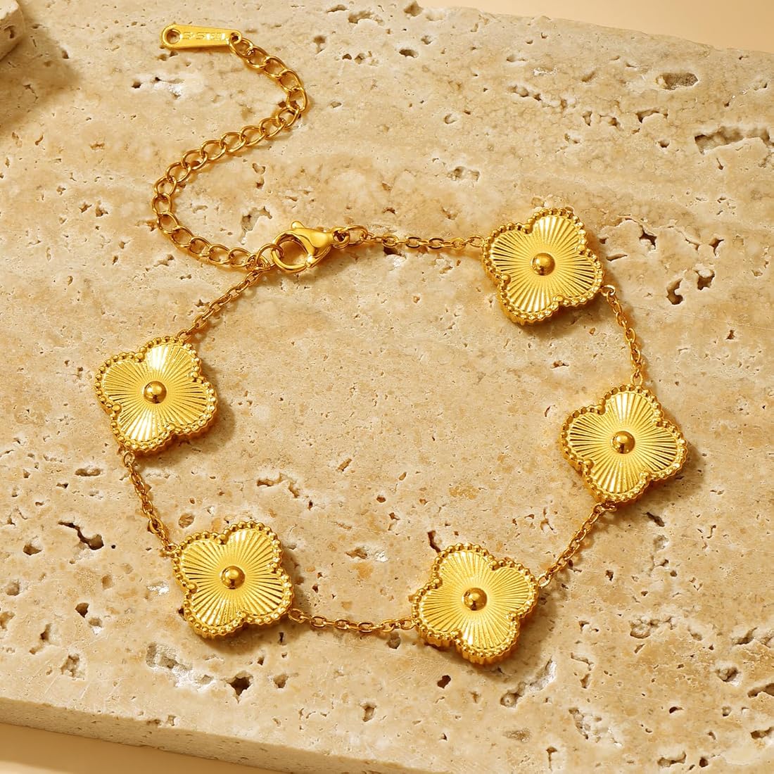 Gold Four Leaf Lucky Clover Bracelet