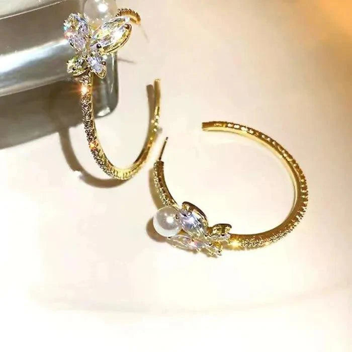 Crystal Butterfly Hoop Earrings