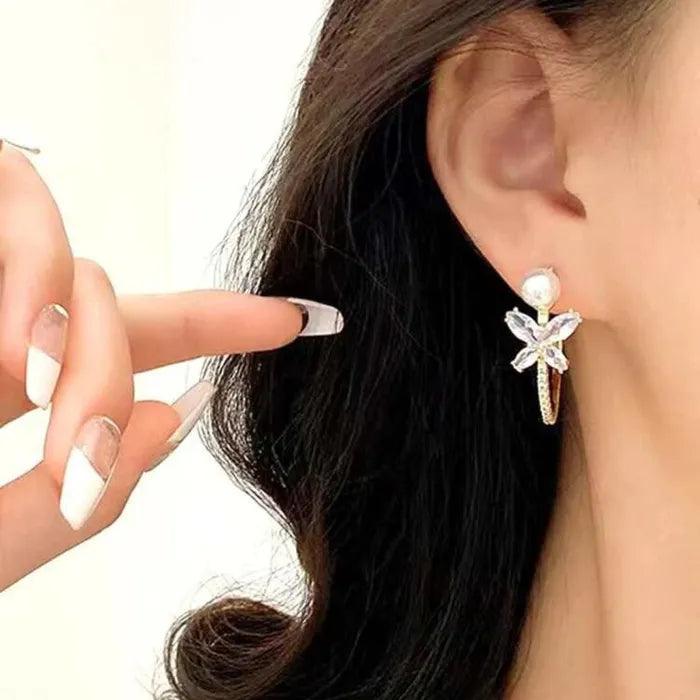 Crystal Butterfly Hoop Earrings