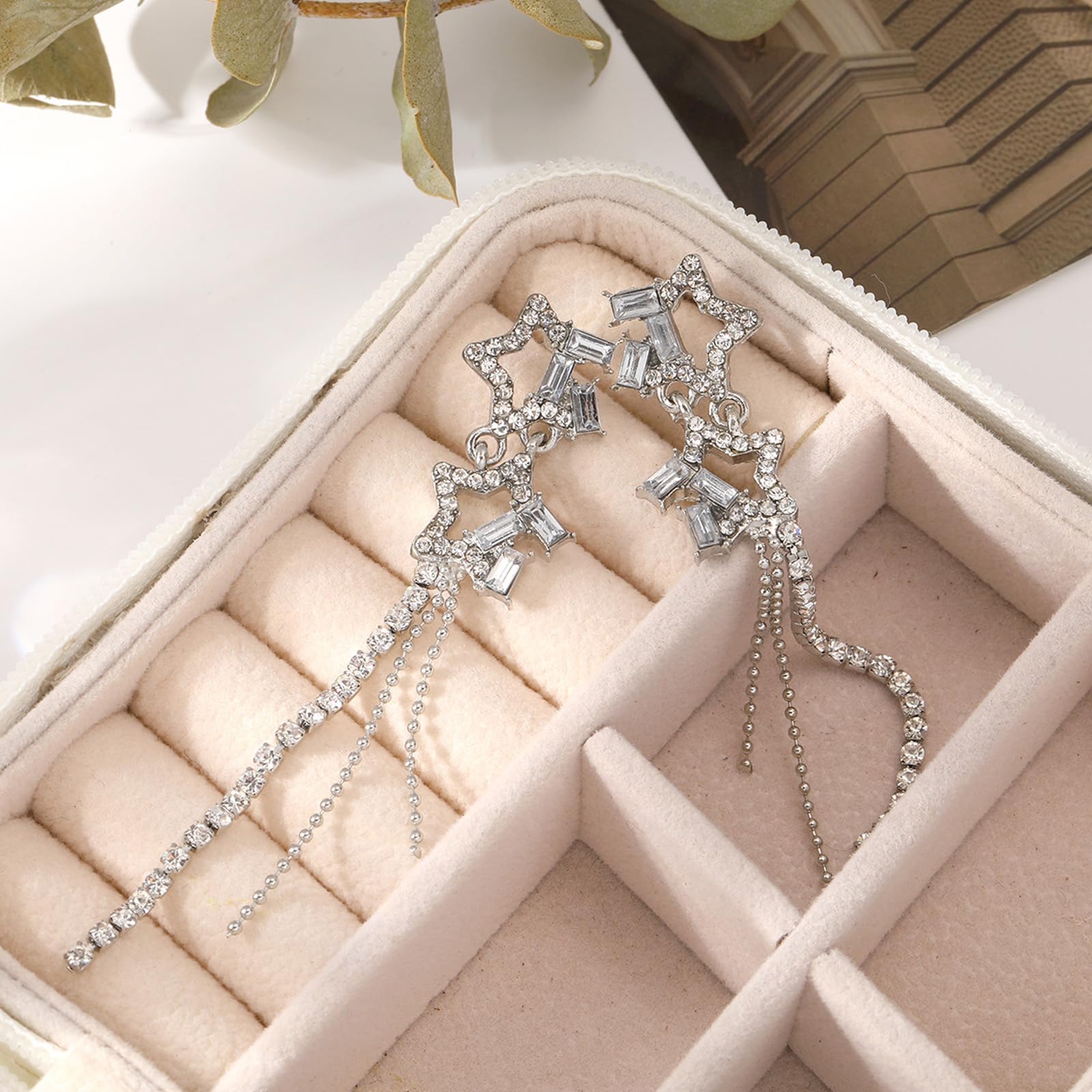 Sparkling Star-Shaped Tassel Earrings