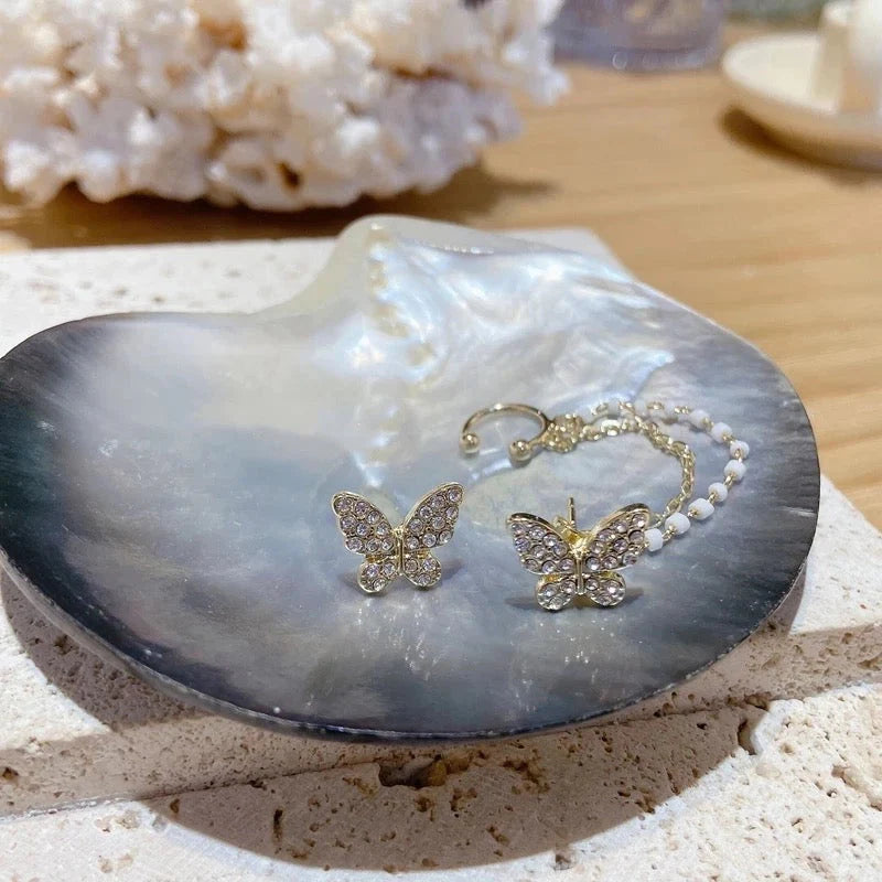 Single Chain Butterfly Cuff Earrings