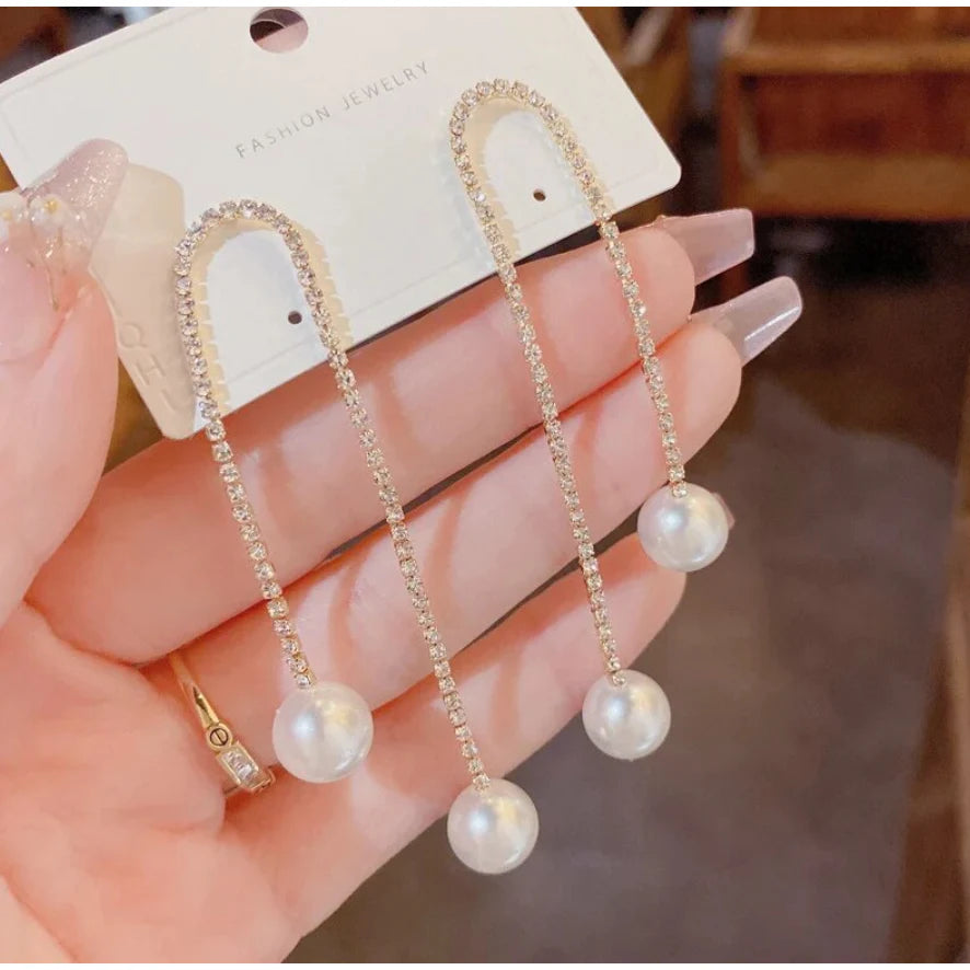 Rhinestone Tassel Earrings