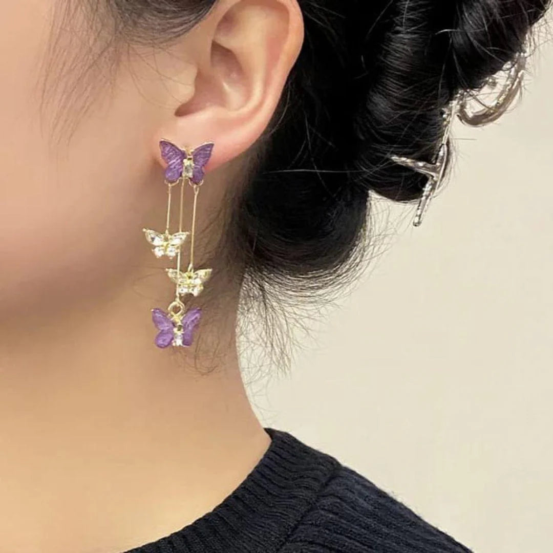 Lavender Butterfly Hanging Earrings