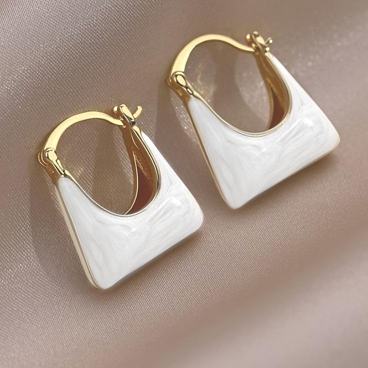 Enameled Bag Shape Earrings
