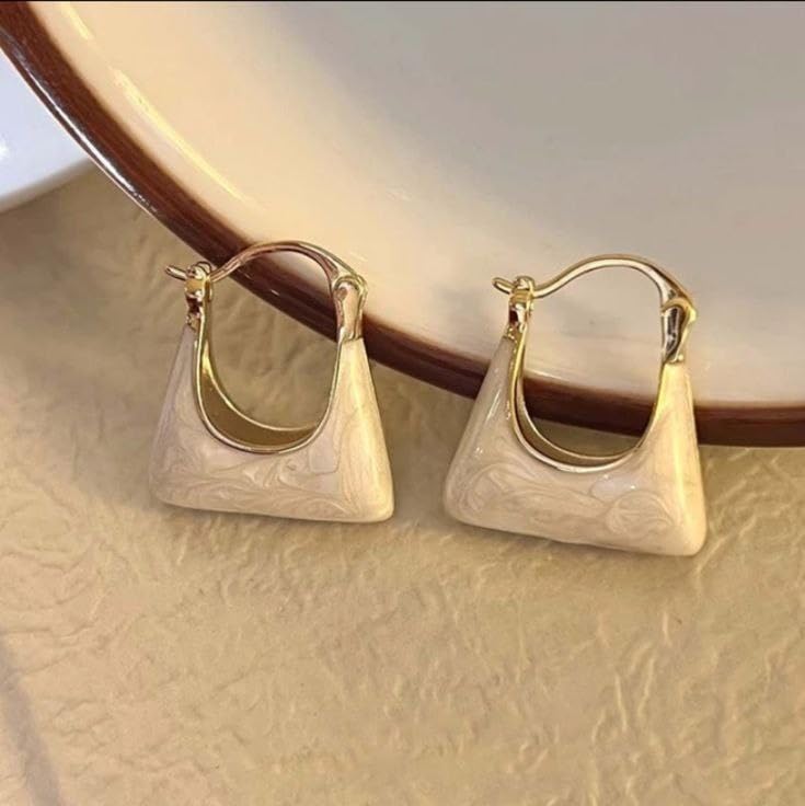 Enameled Bag Shape Earrings