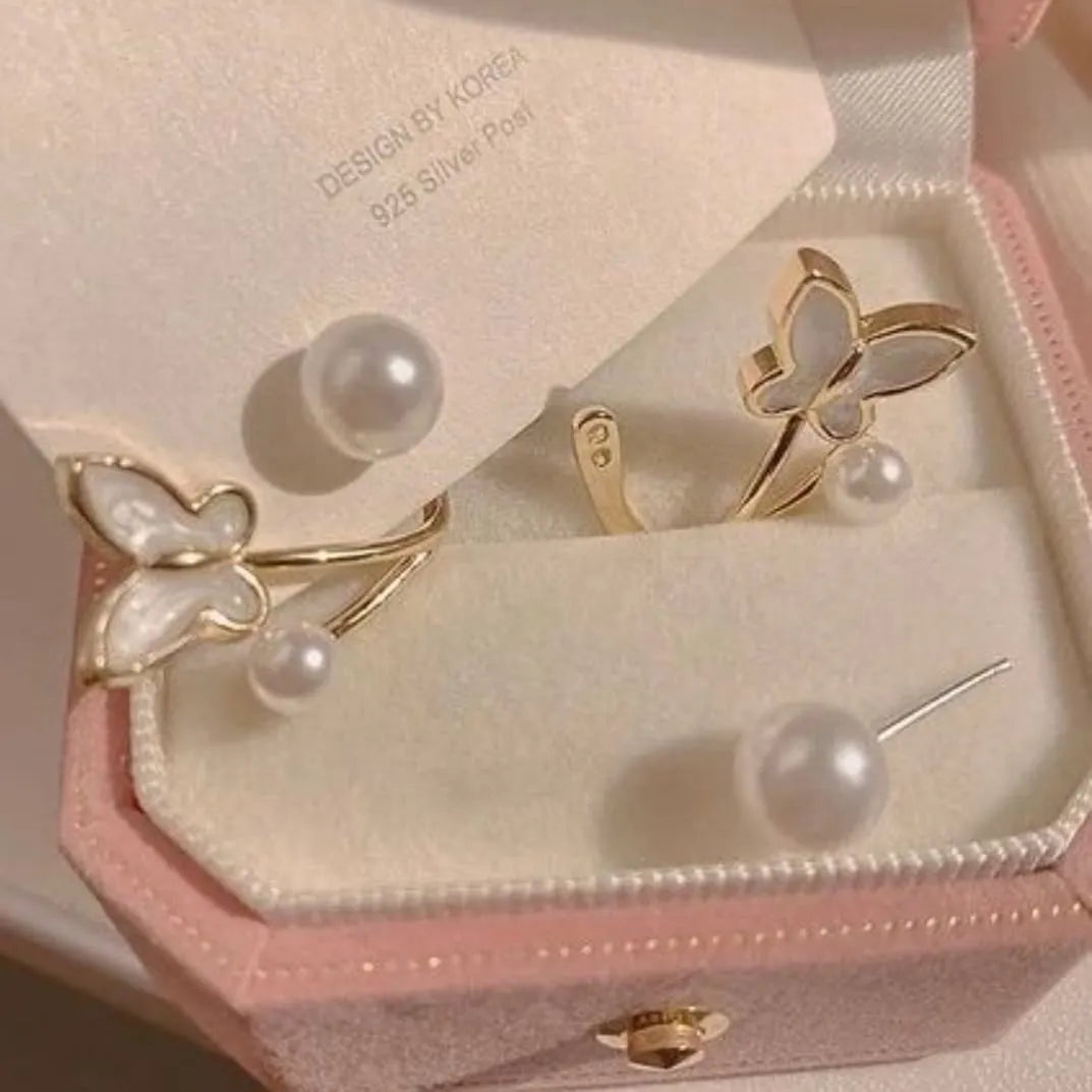 Pretty Enamelled Butterfly Studs