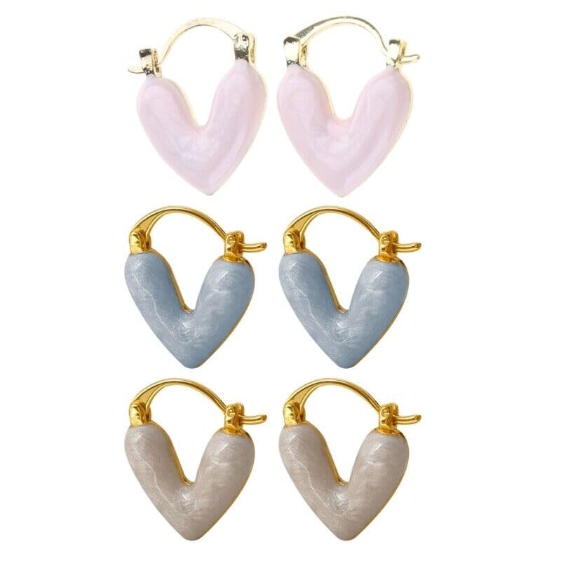Minimal Enameled Heart Earrings