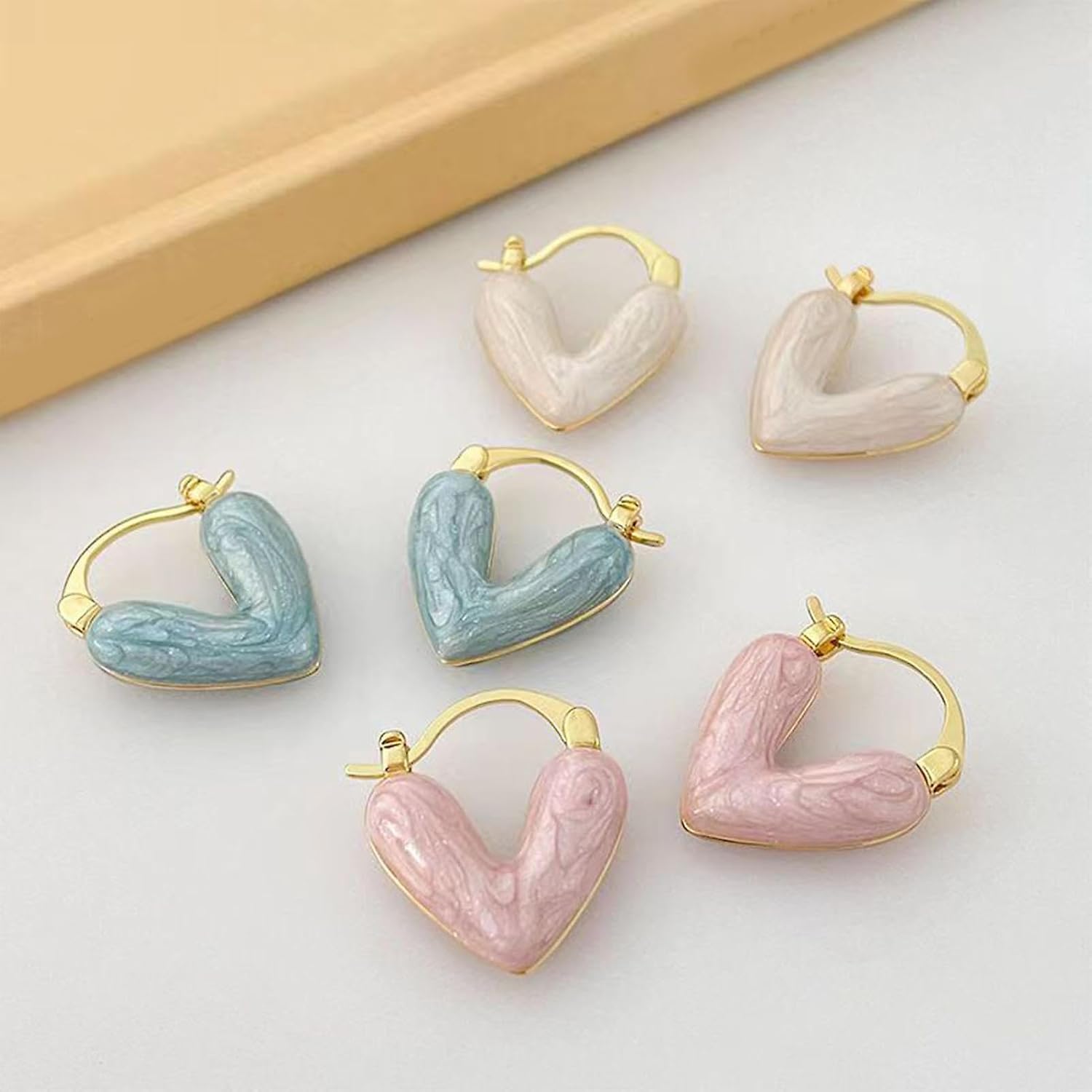 Minimal Enameled Heart Earrings