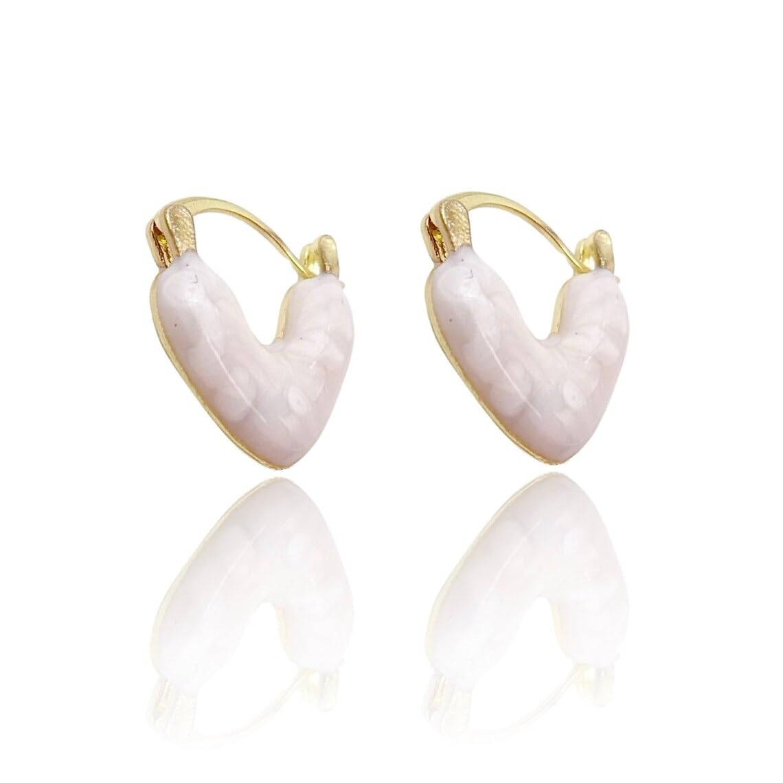 Minimal Enameled Heart Earrings