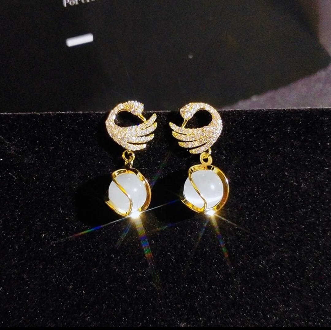 Stones Swan Earrings