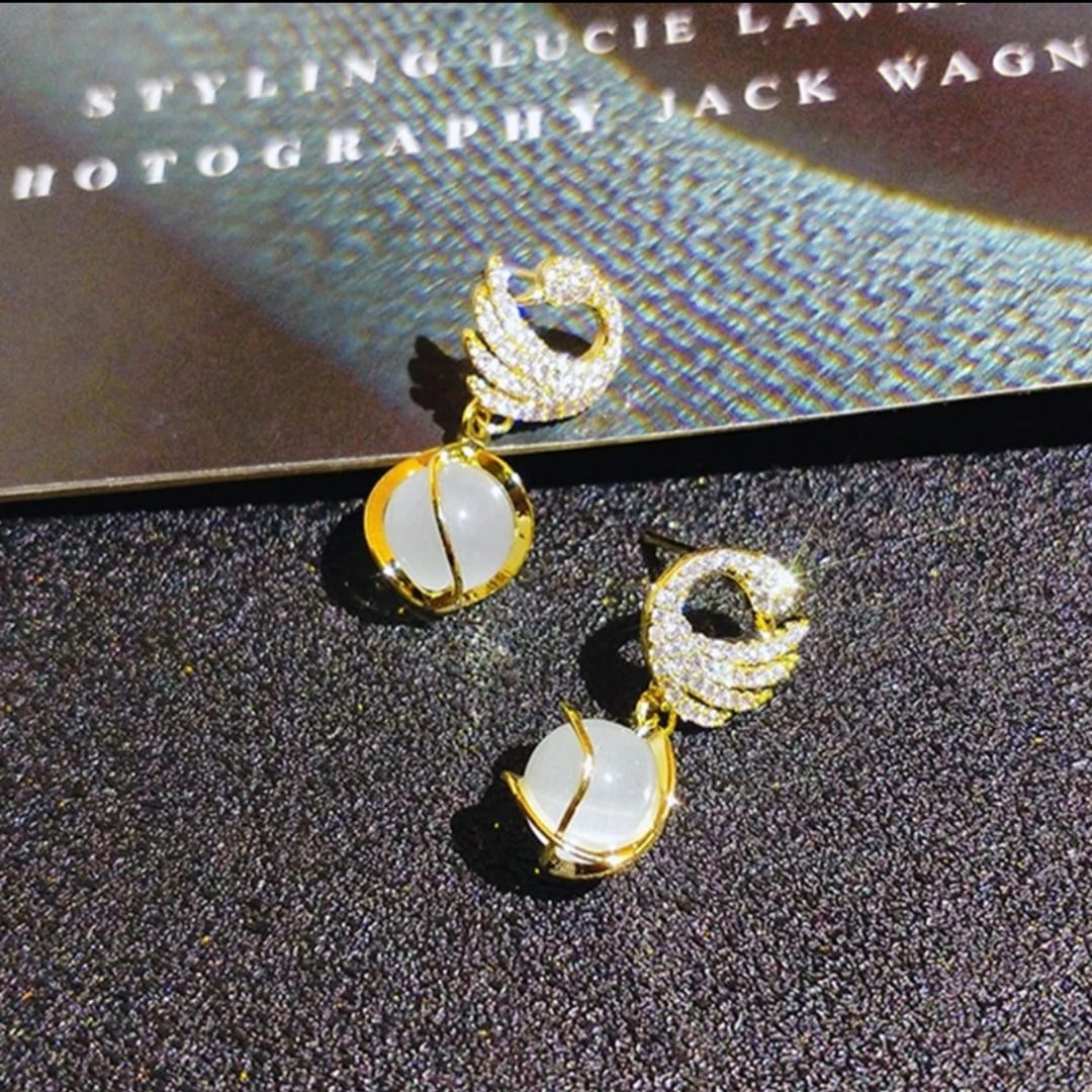Stones Swan Earrings
