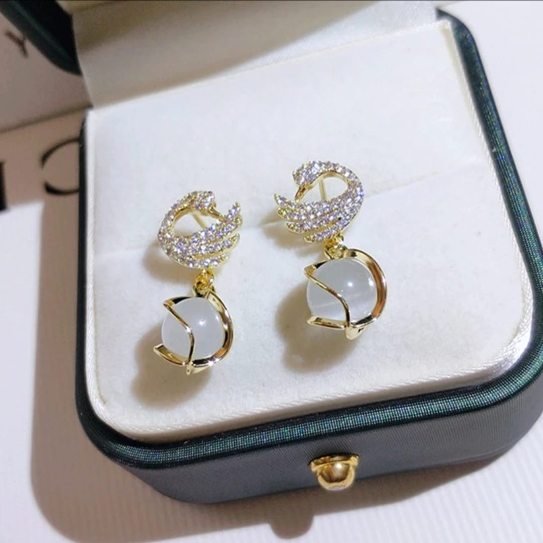 Stones Swan Earrings