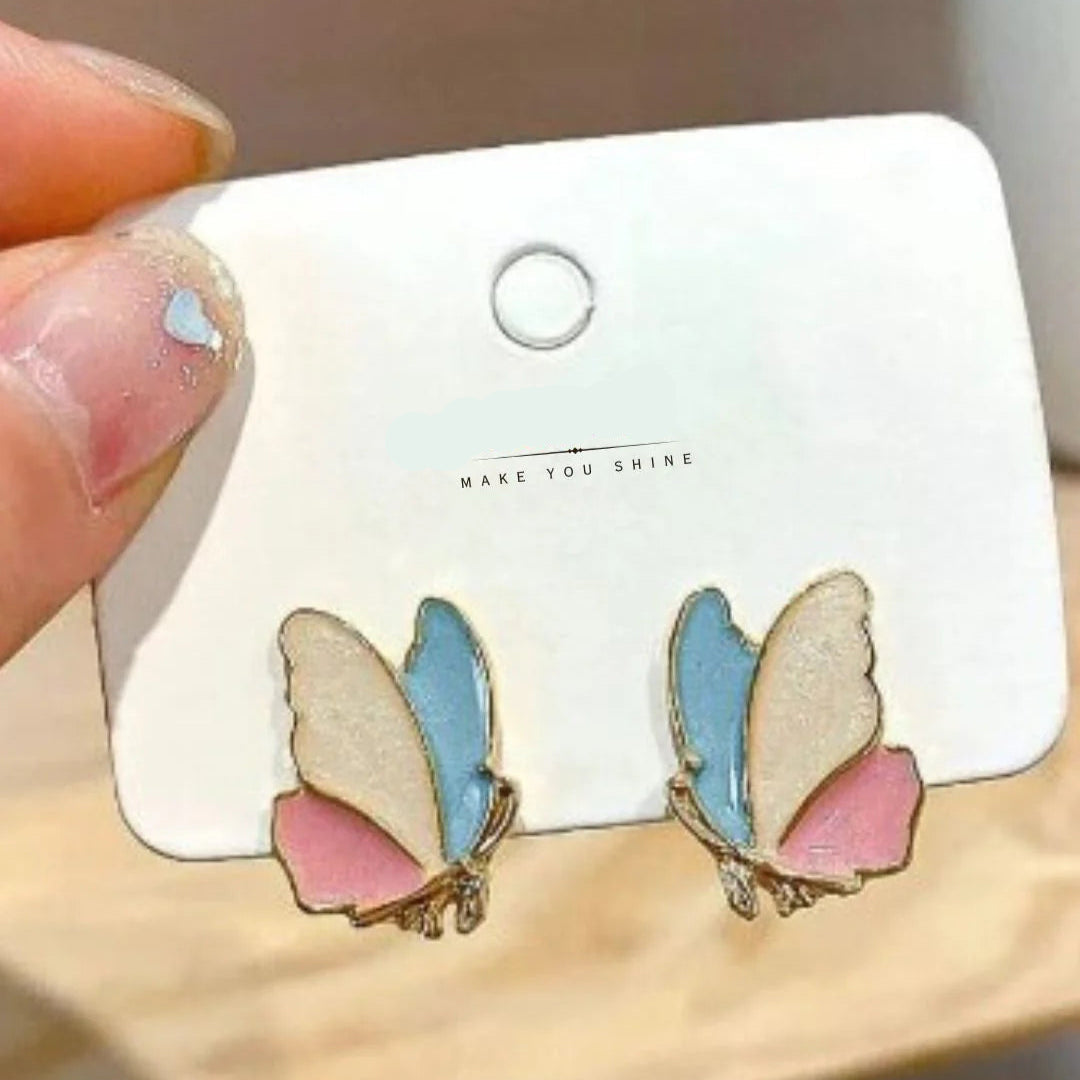 Enameled Butterfly Studs