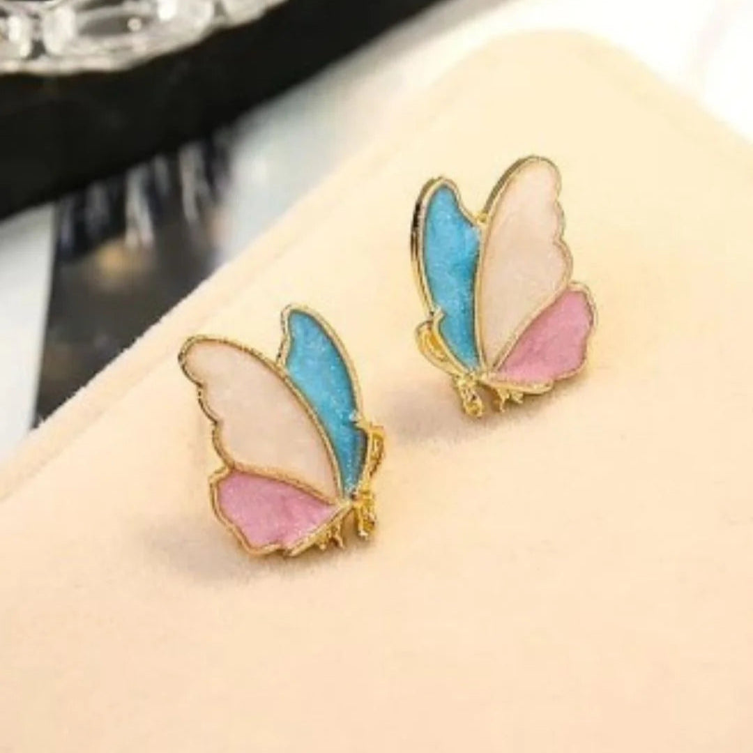 Enameled Butterfly Studs