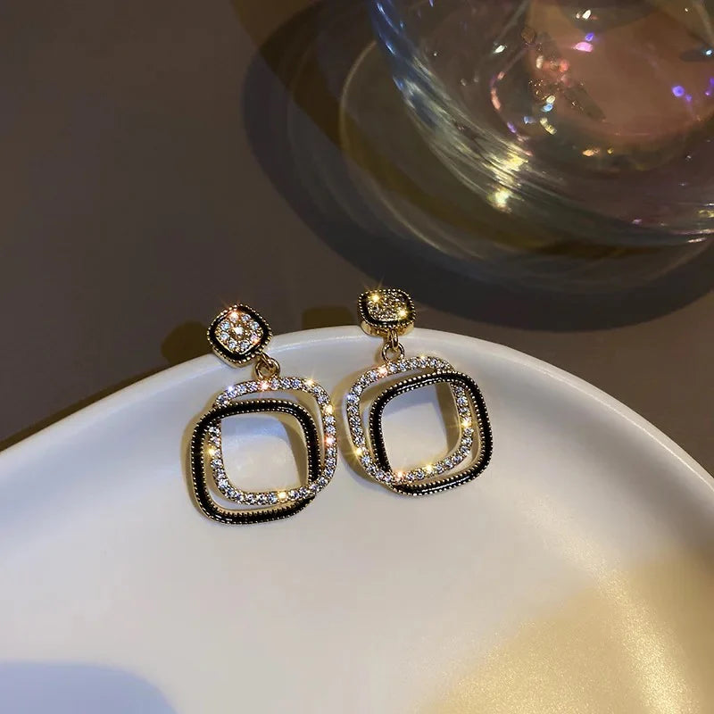 Stones Square Earrings