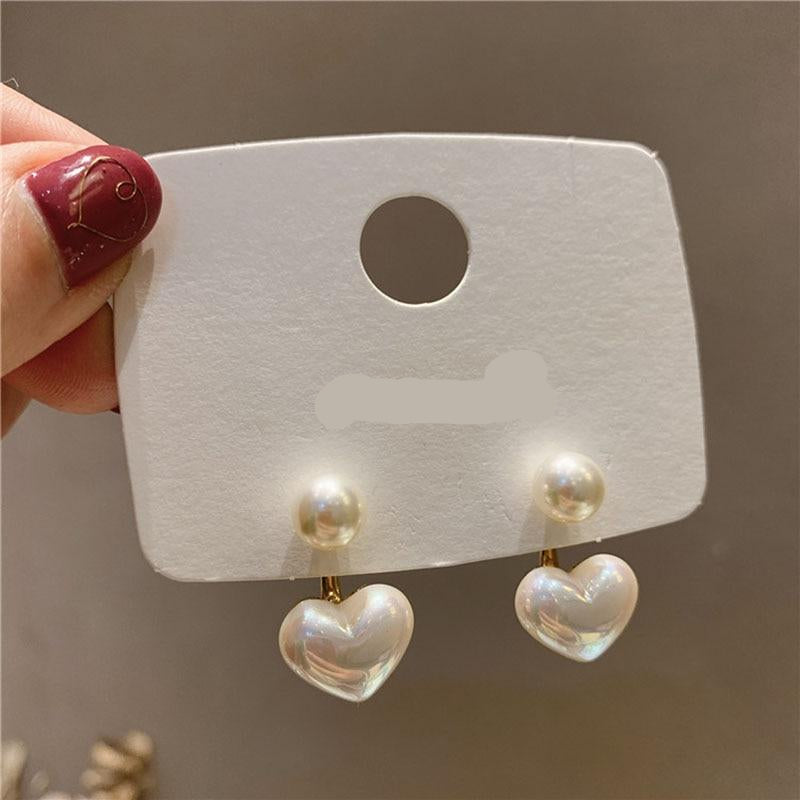 Simple Pearl Heart Earrings