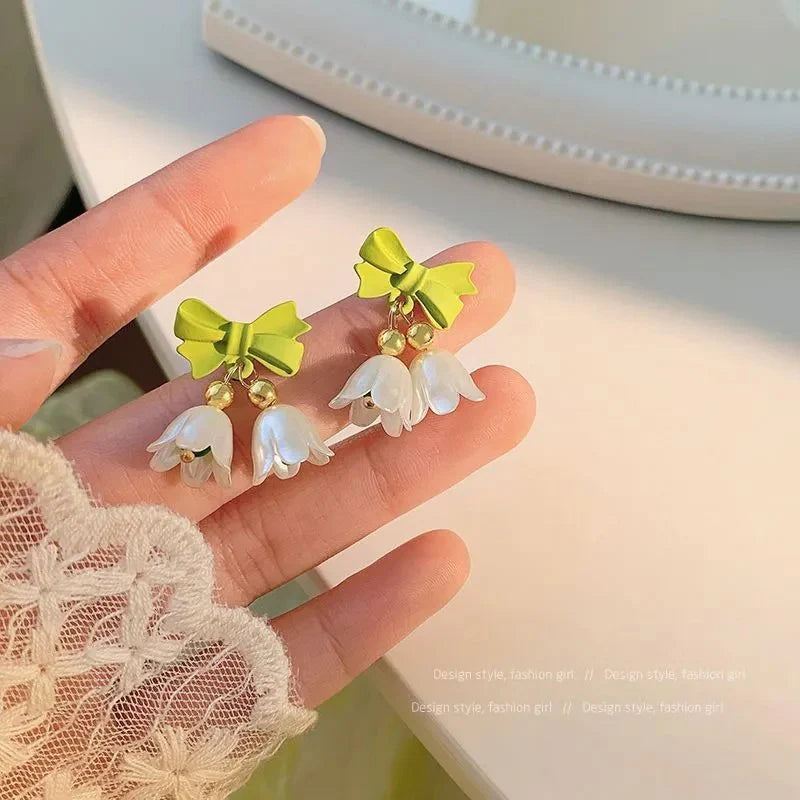 Cute Bow & Lily Drop Studs