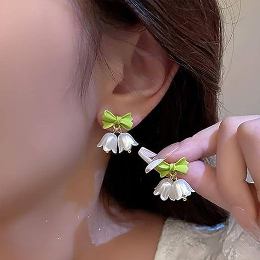 Cute Bow & Lily Drop Studs
