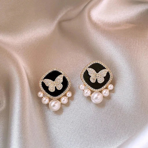 Pearly Butterfly Stud Earrings