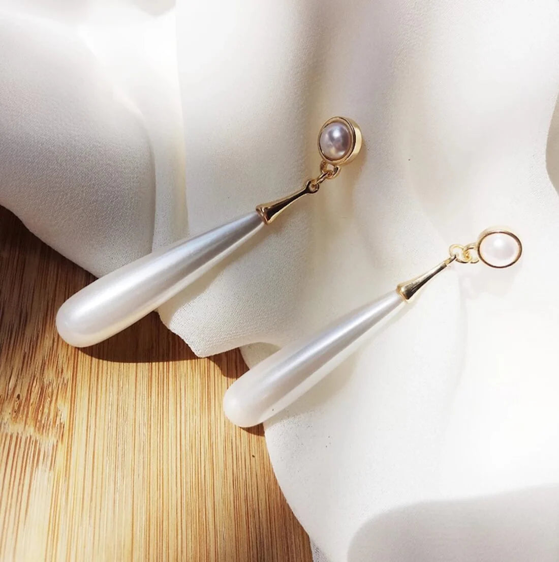 Retro Long Pearl Drop Earrings