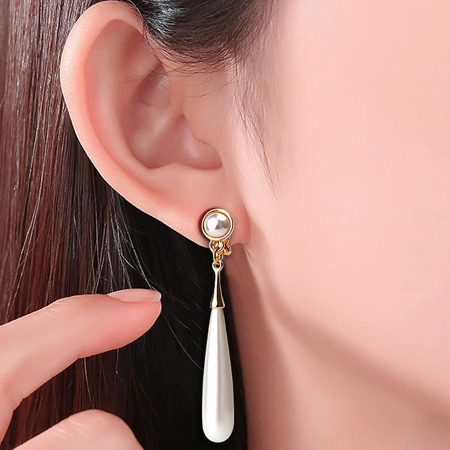 Retro Long Pearl Drop Earrings