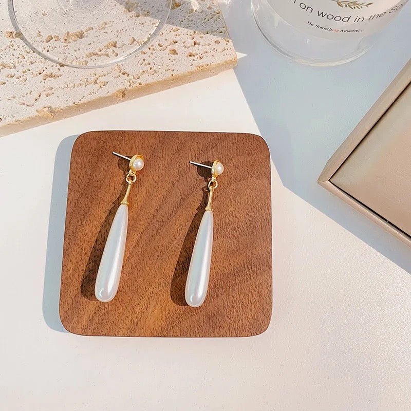 Retro Long Pearl Drop Earrings