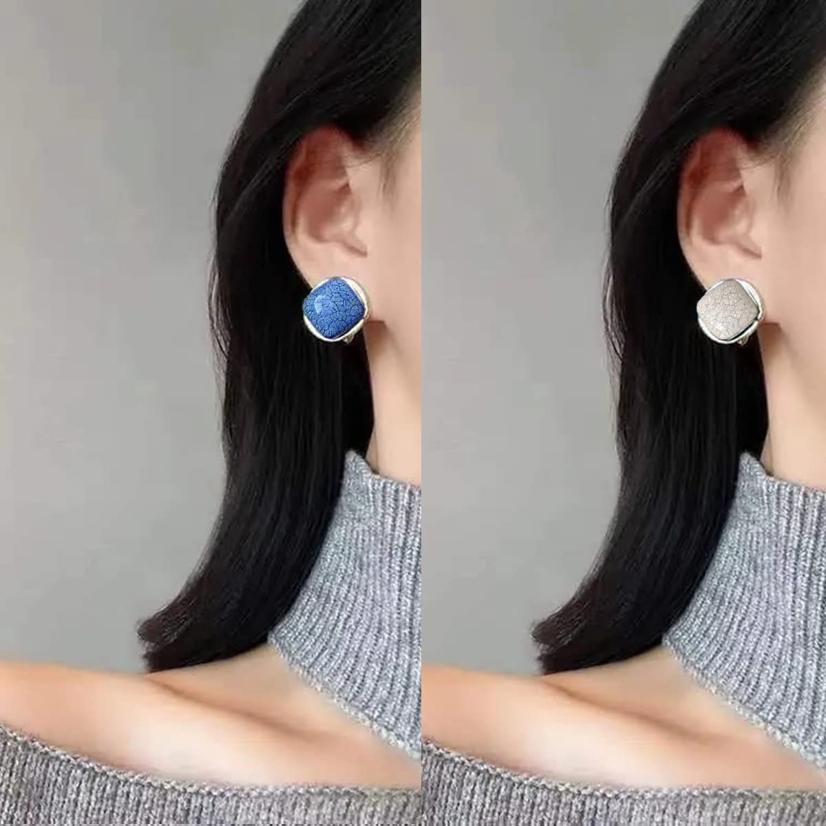 Alysa Gold Plated Simple Blue & White Square Pearl Stud Earrings For Women And Girls (Combo Pack of 2)