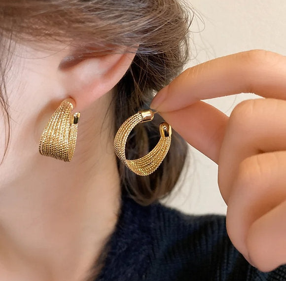 Multi-Layer Sparkling Wire Hoop Earrings