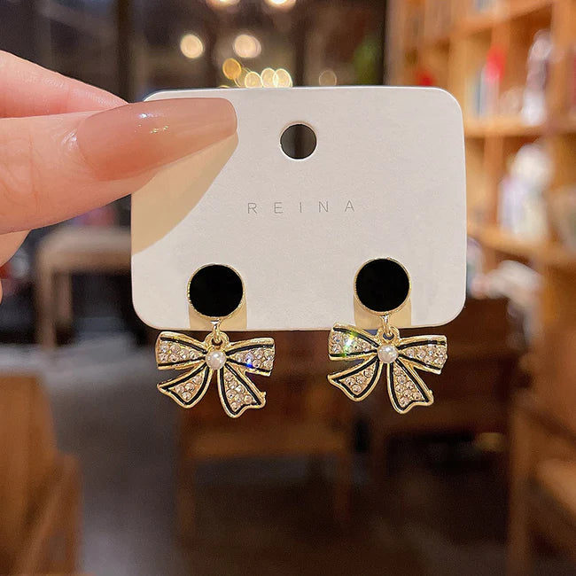 Korean Style Black Bow Earrings