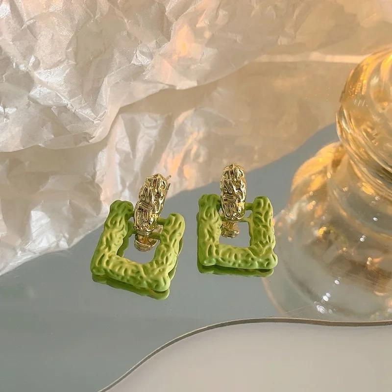 Green Square Studs