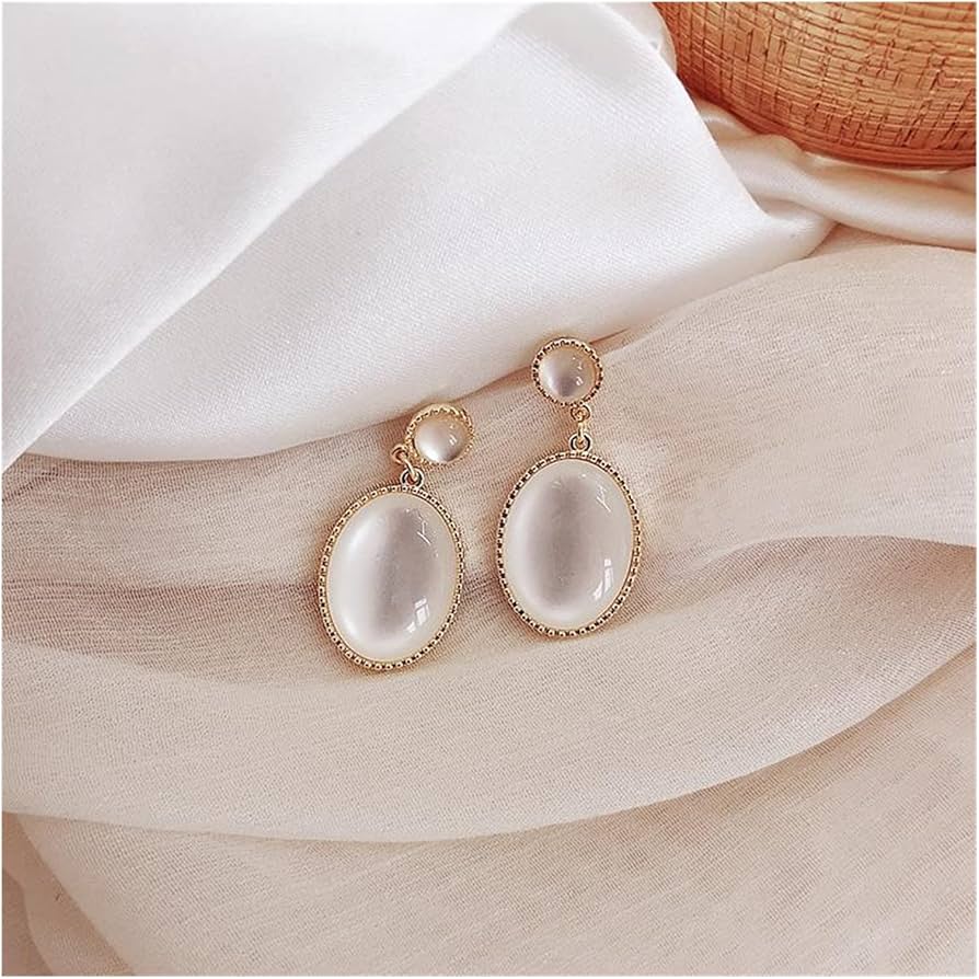 Opal Oval Drop Earring