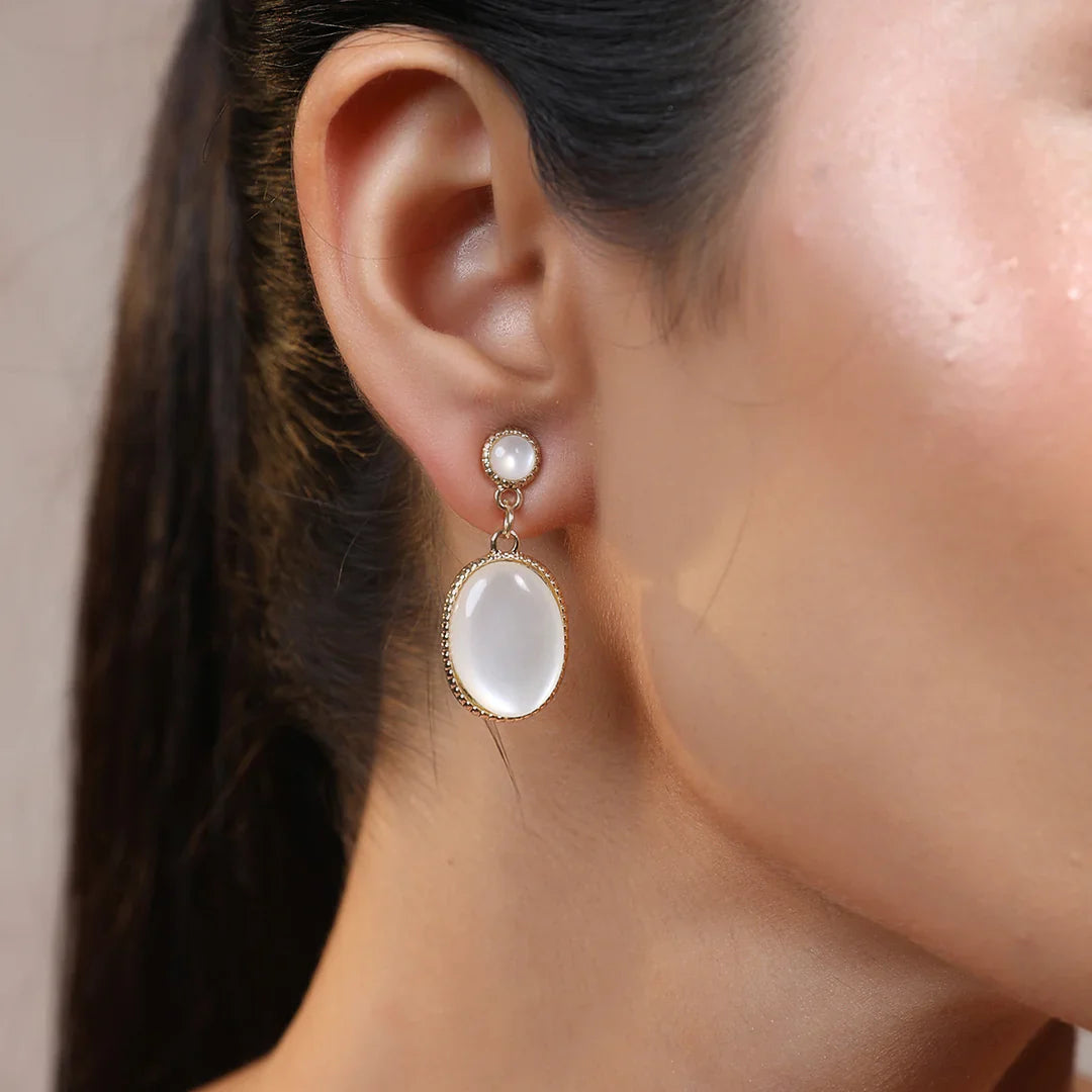 Opal Oval Drop Earring