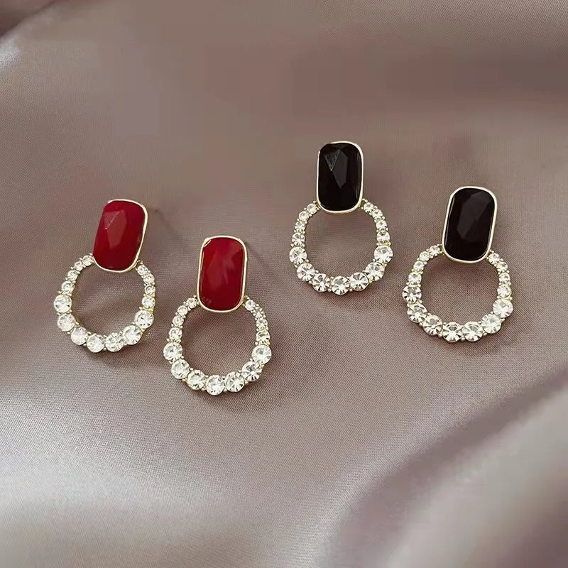 Geometric Hollow Gem Stud Earrings