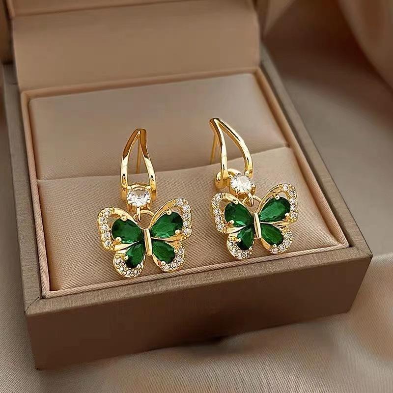 Green Emerald Drop Earrings