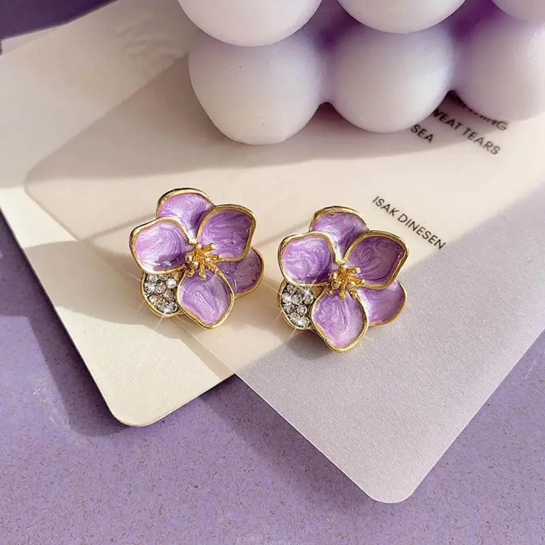 Lavender Enamel Floral Studs