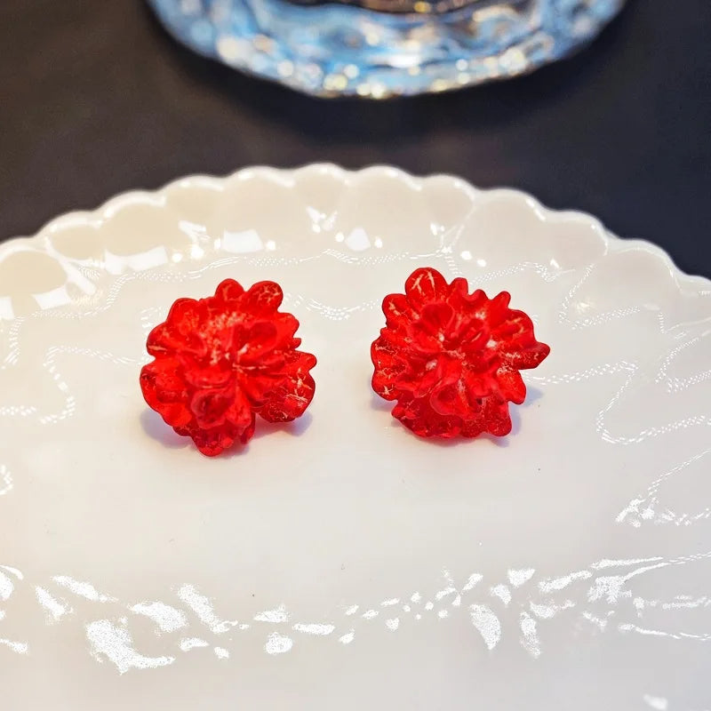 Textured Floral Stud Earrings