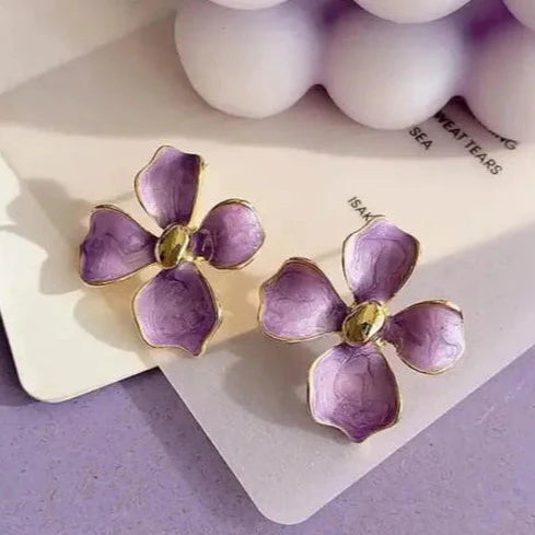 Lavender Enamel Floral Studs