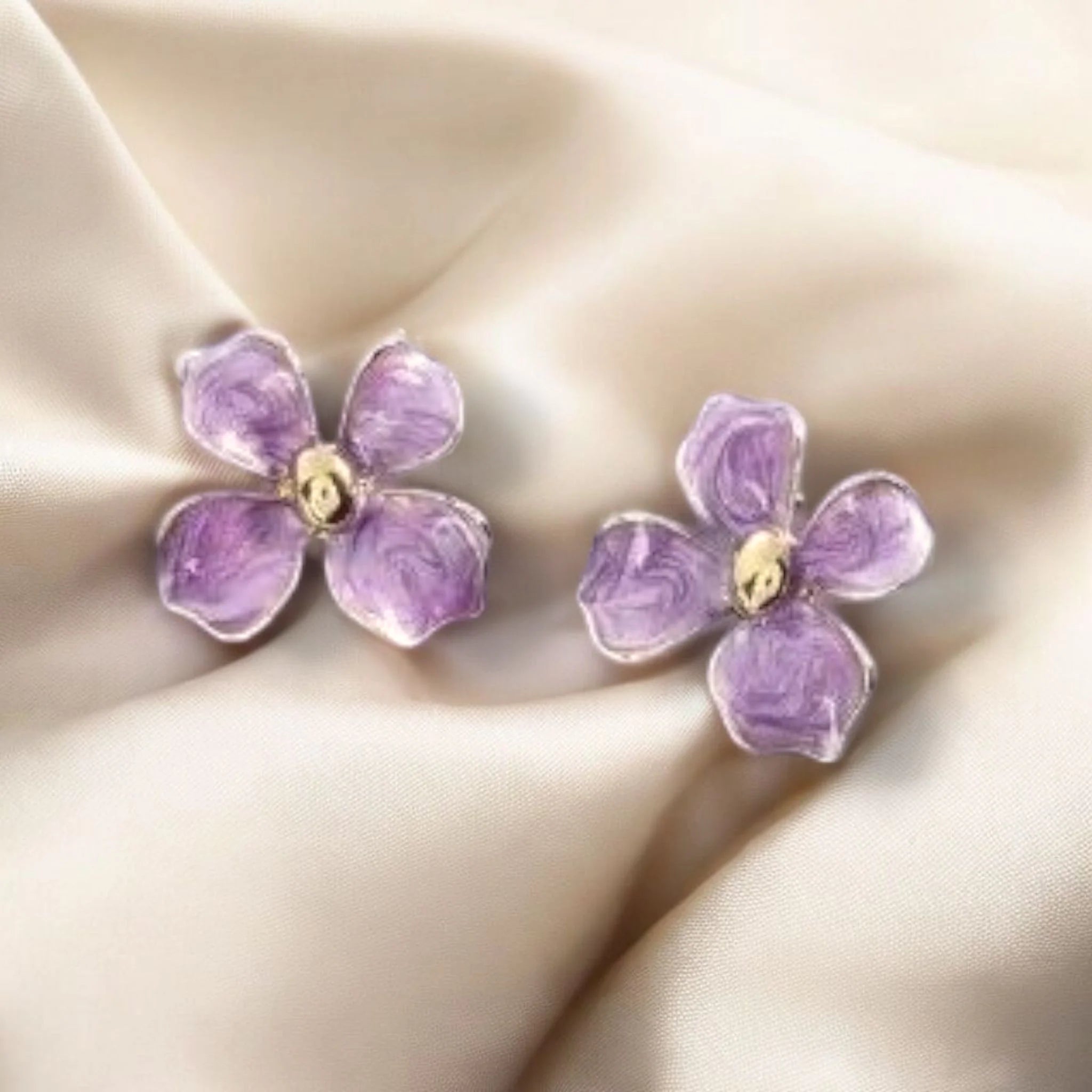 Lavender Enamel Floral Studs