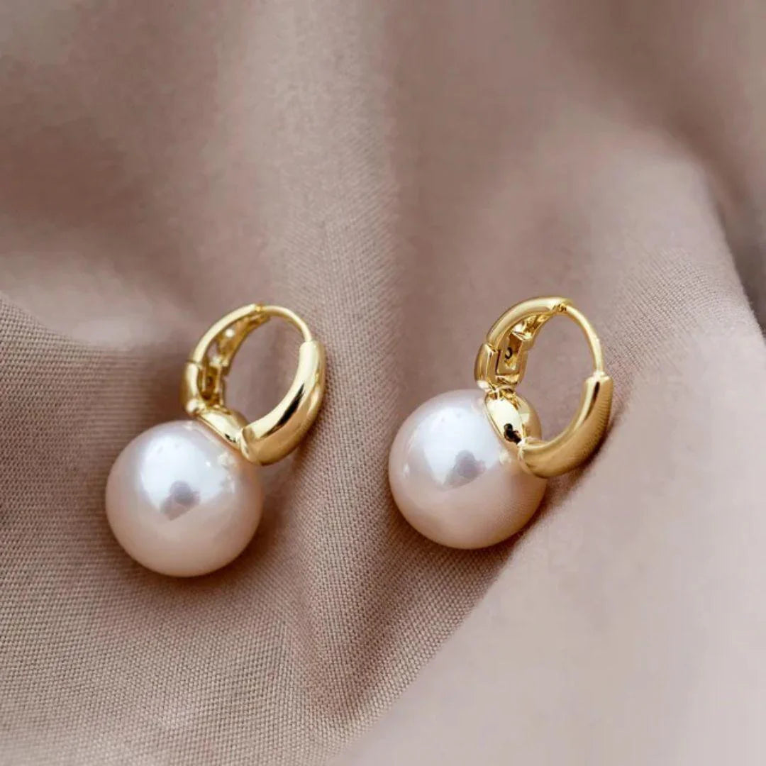 Classic Fashion Pearl Huggie Hoop Clips Earrings