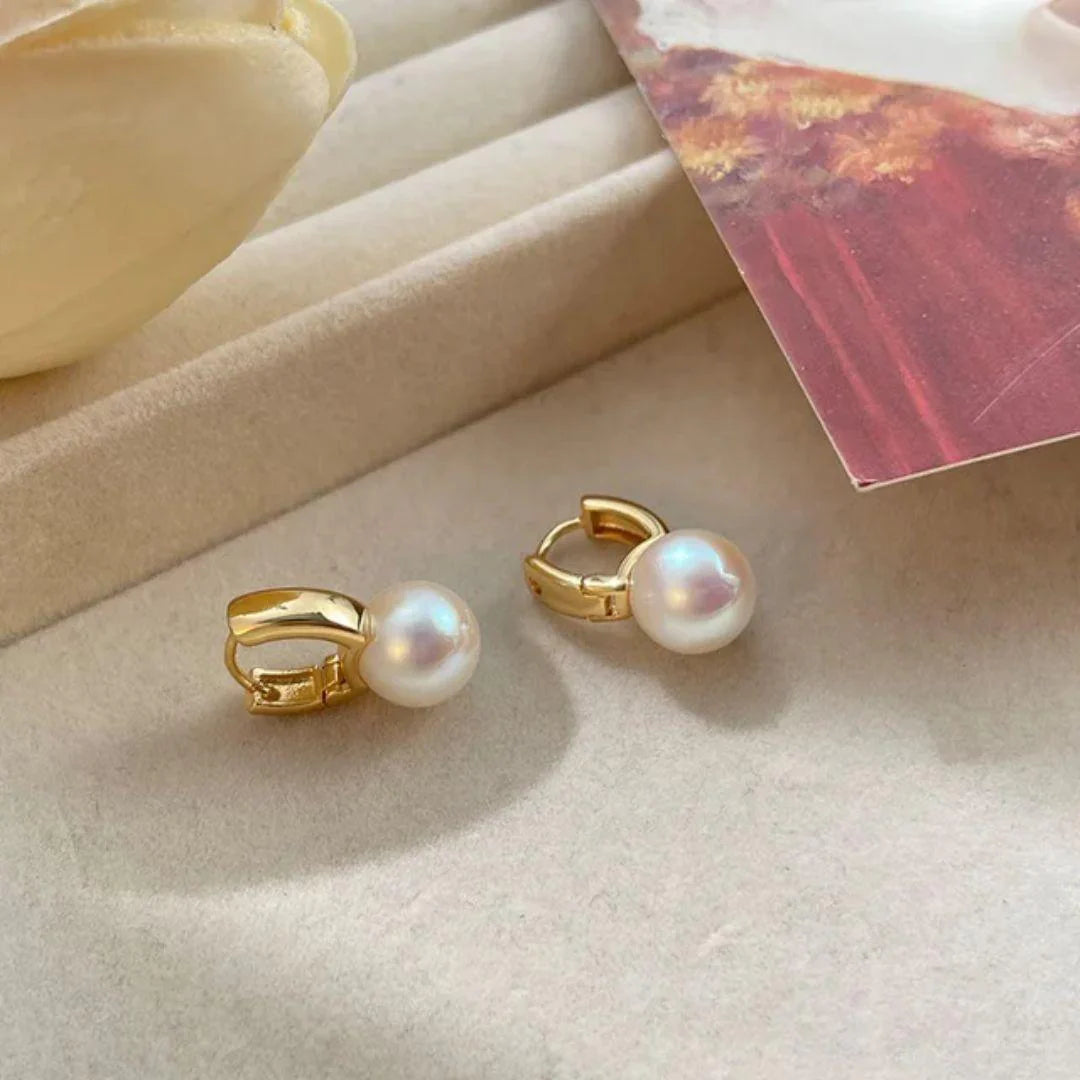 Classic Fashion Pearl Huggie Hoop Clips Earrings