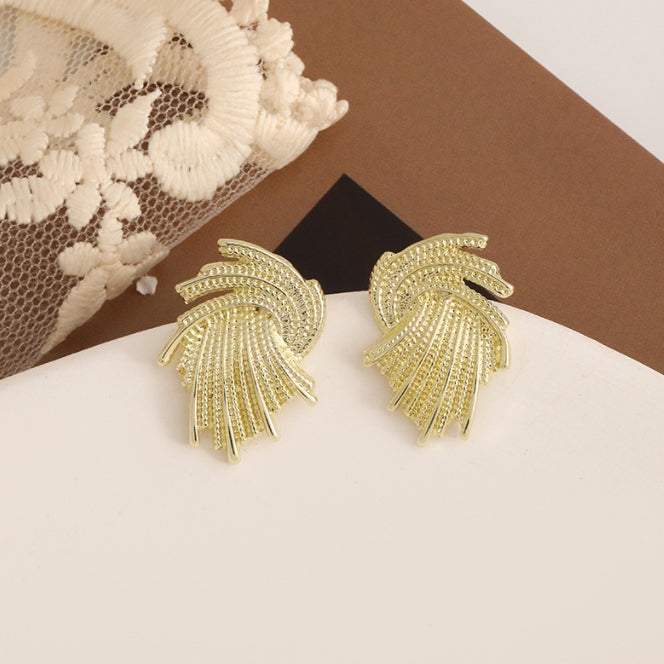 Metal Rotational Texture Irregular Earrings