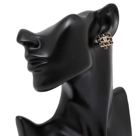 CC Square Leather Stud Earrings