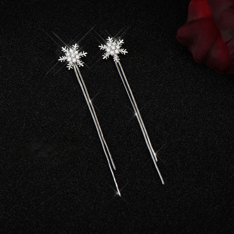 Snowflake Tassel Long Earrings