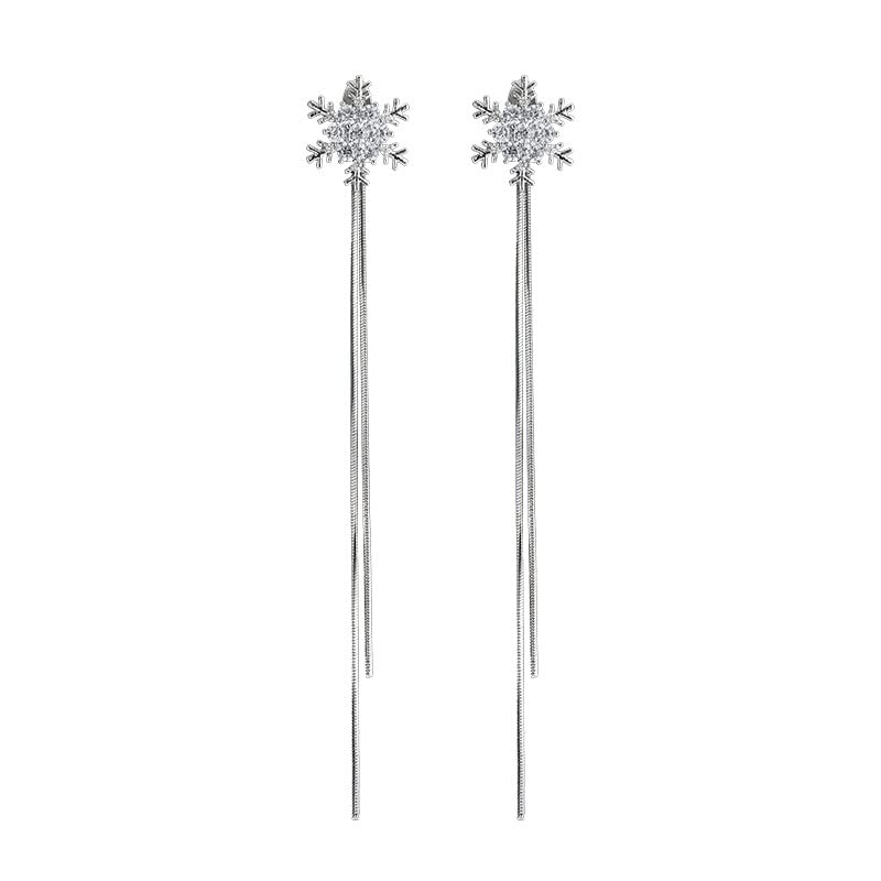 Snowflake Tassel Long Earrings