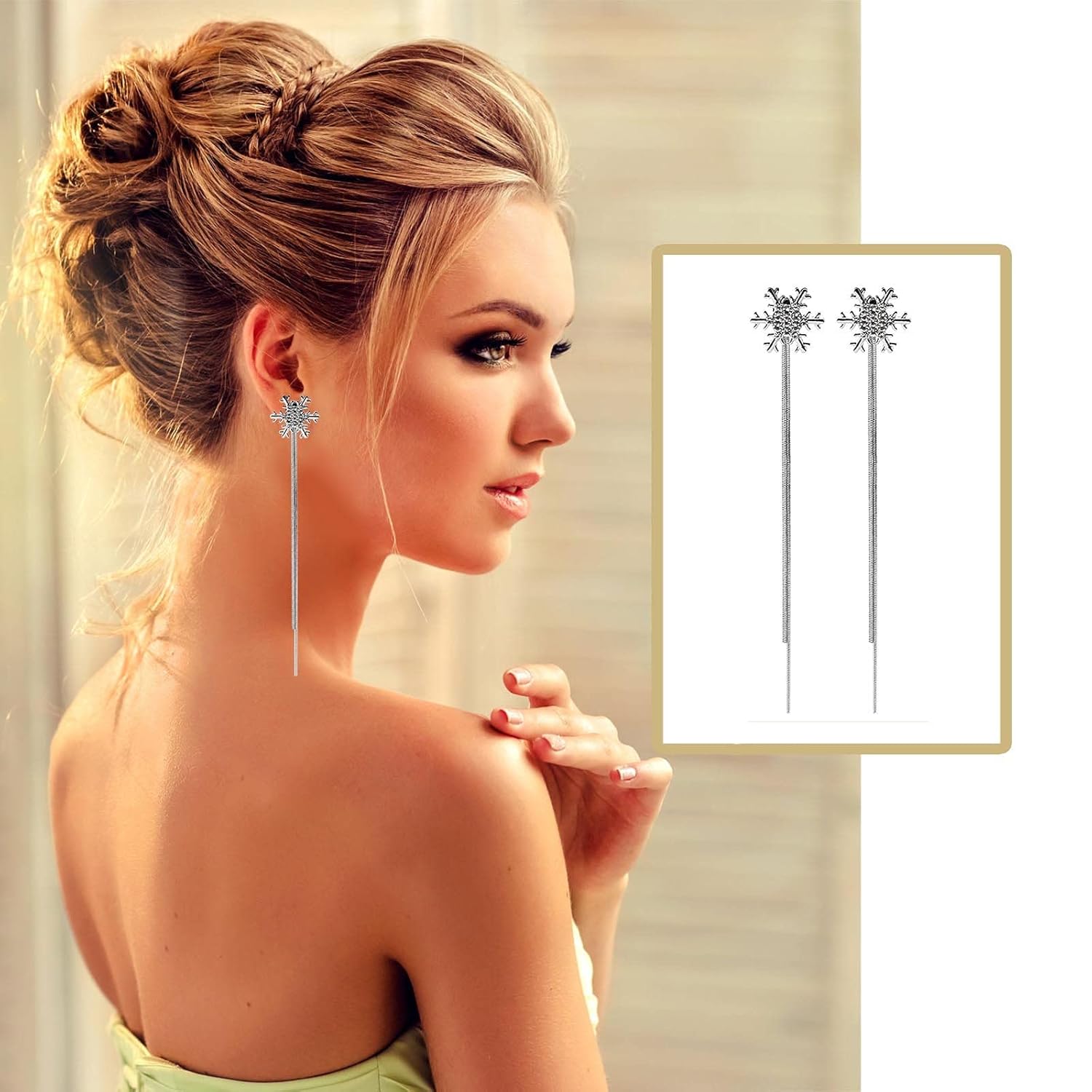 Snowflake Tassel Long Earrings