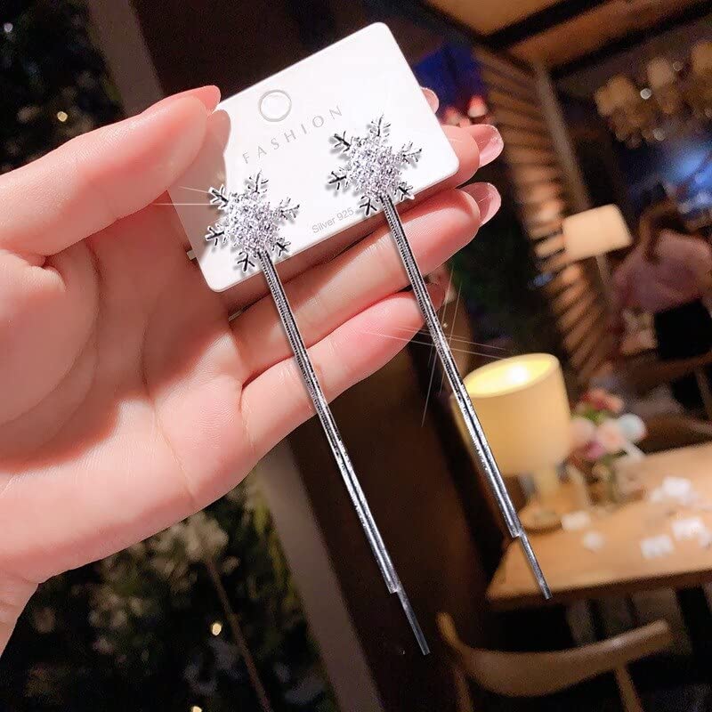 Snowflake Tassel Long Earrings
