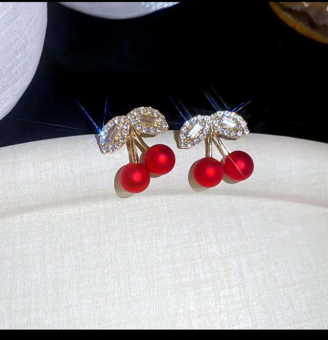 Rhinestone Cherry Earrings