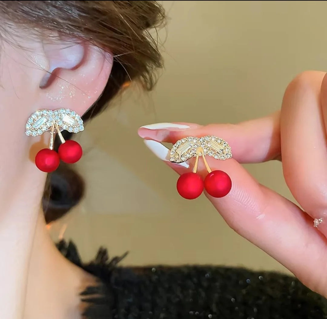 Rhinestone Cherry Earrings