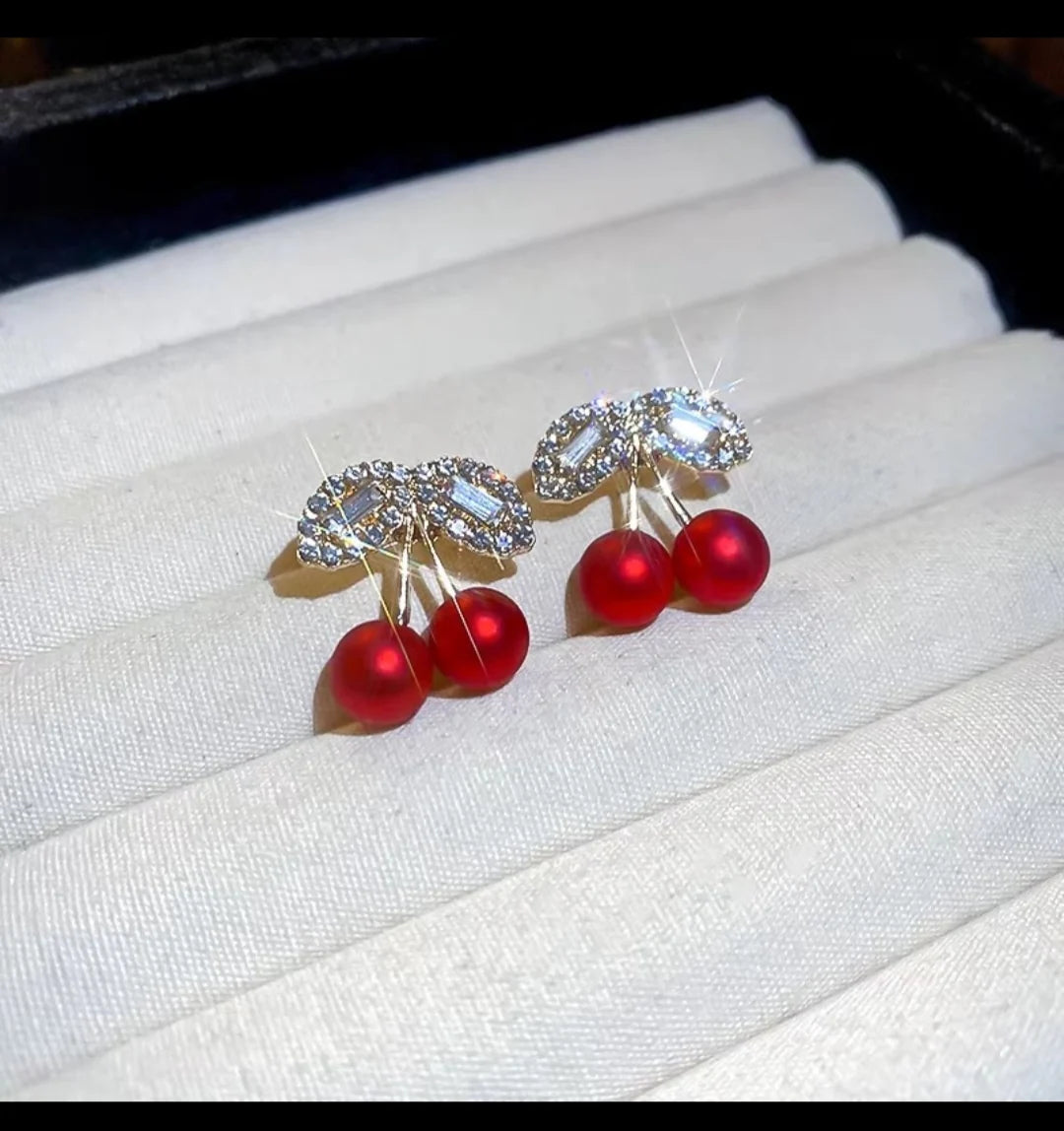 Rhinestone Cherry Earrings