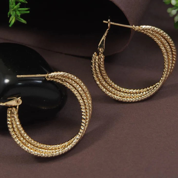 Triple Layer Bead Style Hoop Earrings
